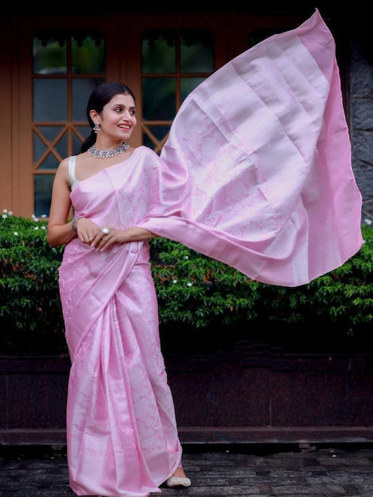 Anjaneya Sarees Floral Woven Design Zari Banarasi Saree