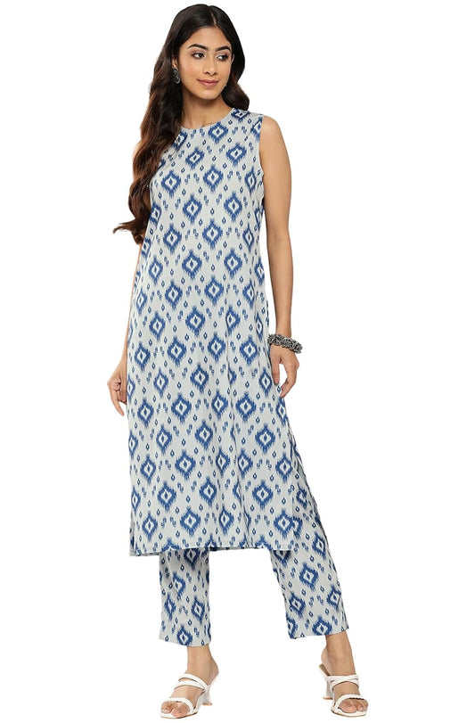 Janasya Women's Grey Crepe Digital Printed Co-ords Sets