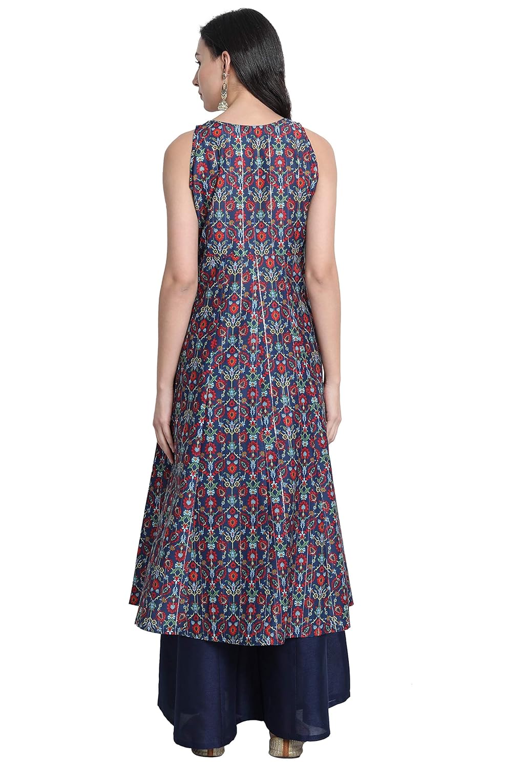 Janasya Women's Blue Poly Muslin Embroidered Kurta with Palazzo and Dupatta