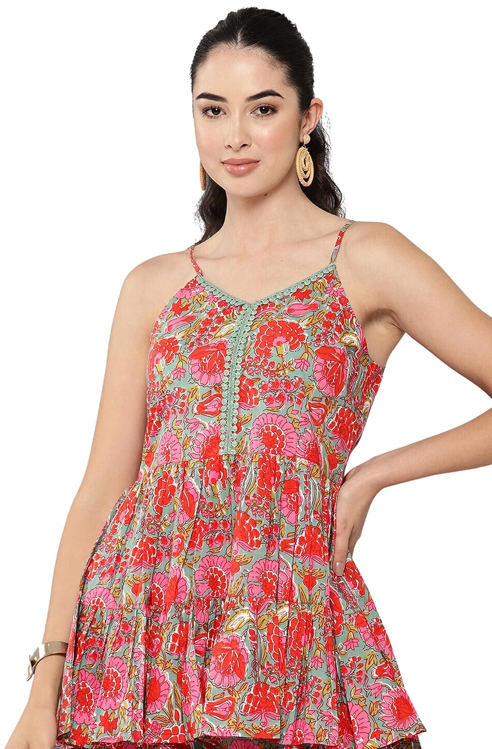 Janasya Women's Multicolor Cotton Floral Printed Co-ords Set