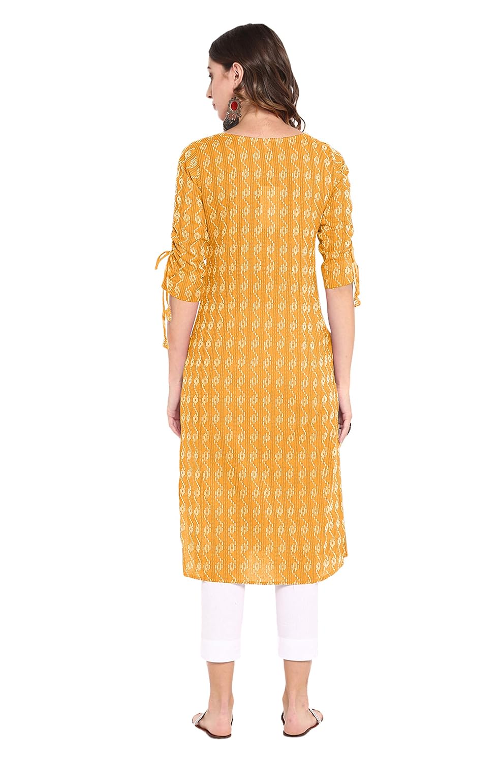 Janasya Women's Pure Cotton Straight Kurta Yellow
