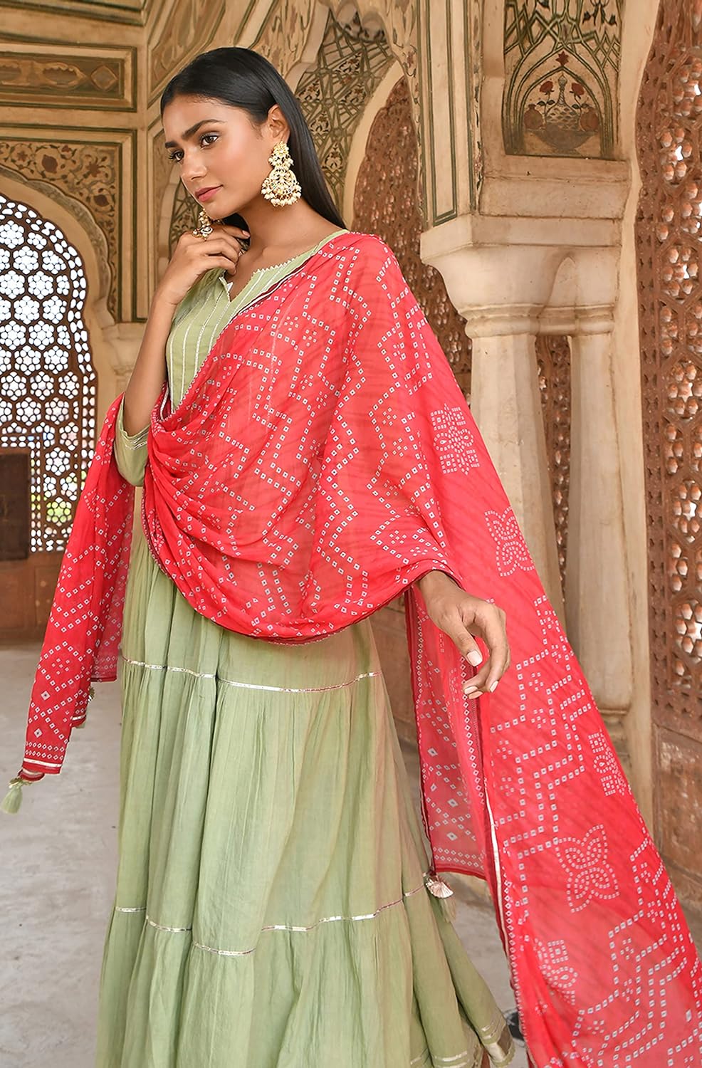Janasya Women's Pastel Green Cotton Solid Kurta with Pant and Dupatta