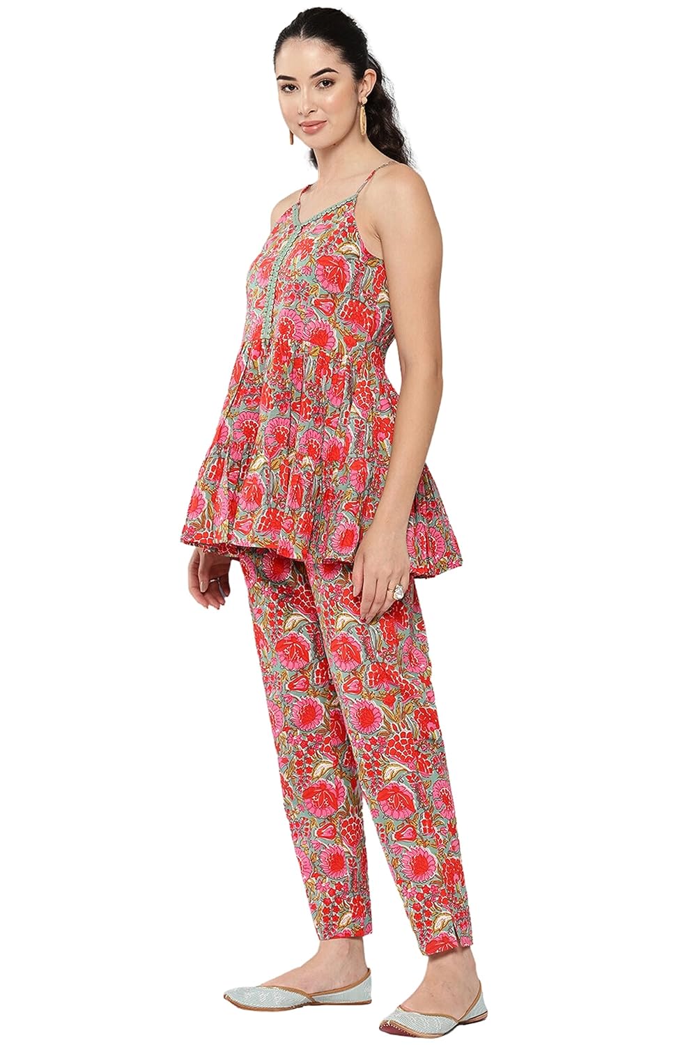 Janasya Women's Multicolor Cotton Floral Printed Co-ords Set