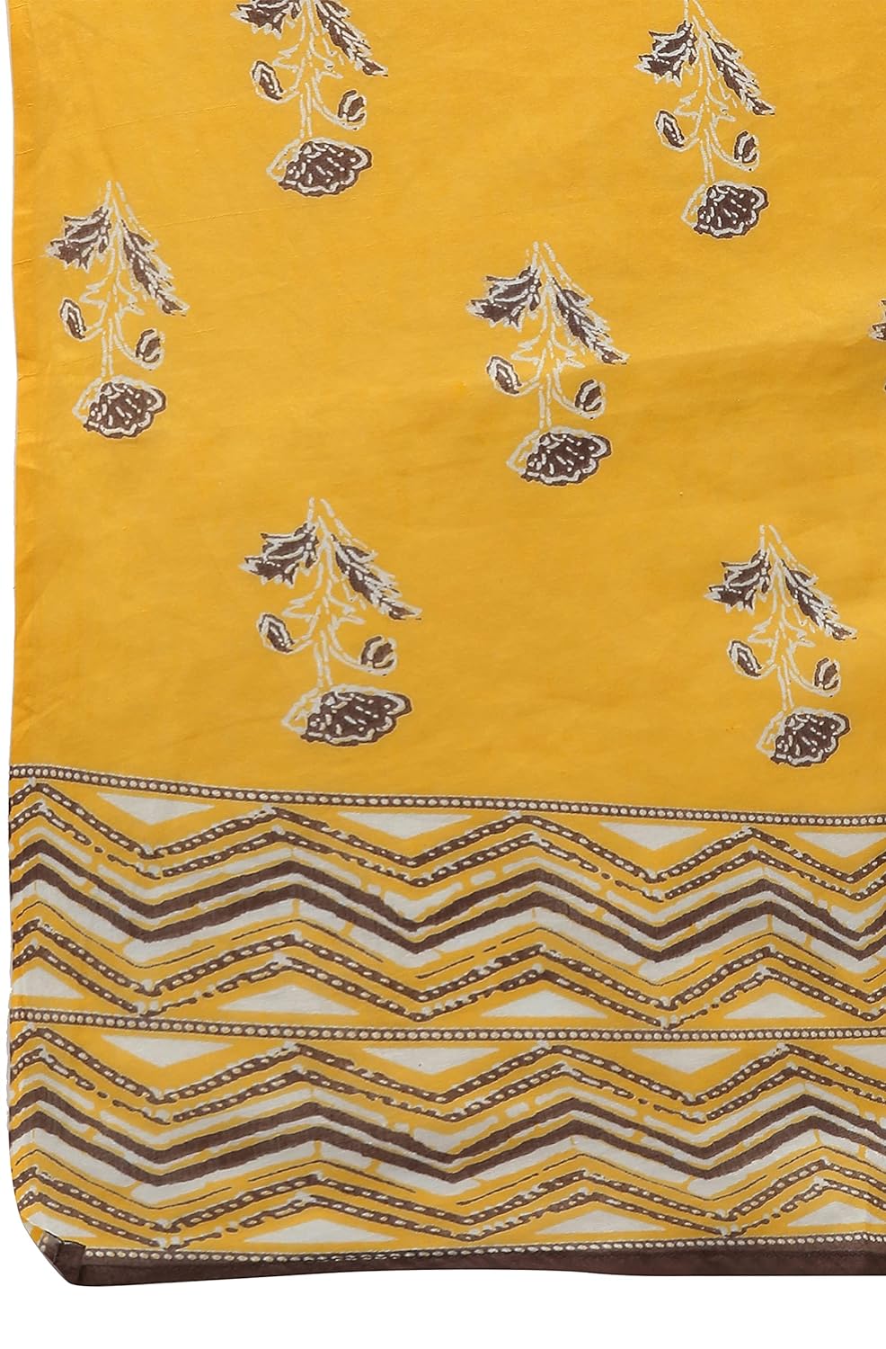 Janasya Women's Yellow Cotton Kurta With Pant and Dupatta
