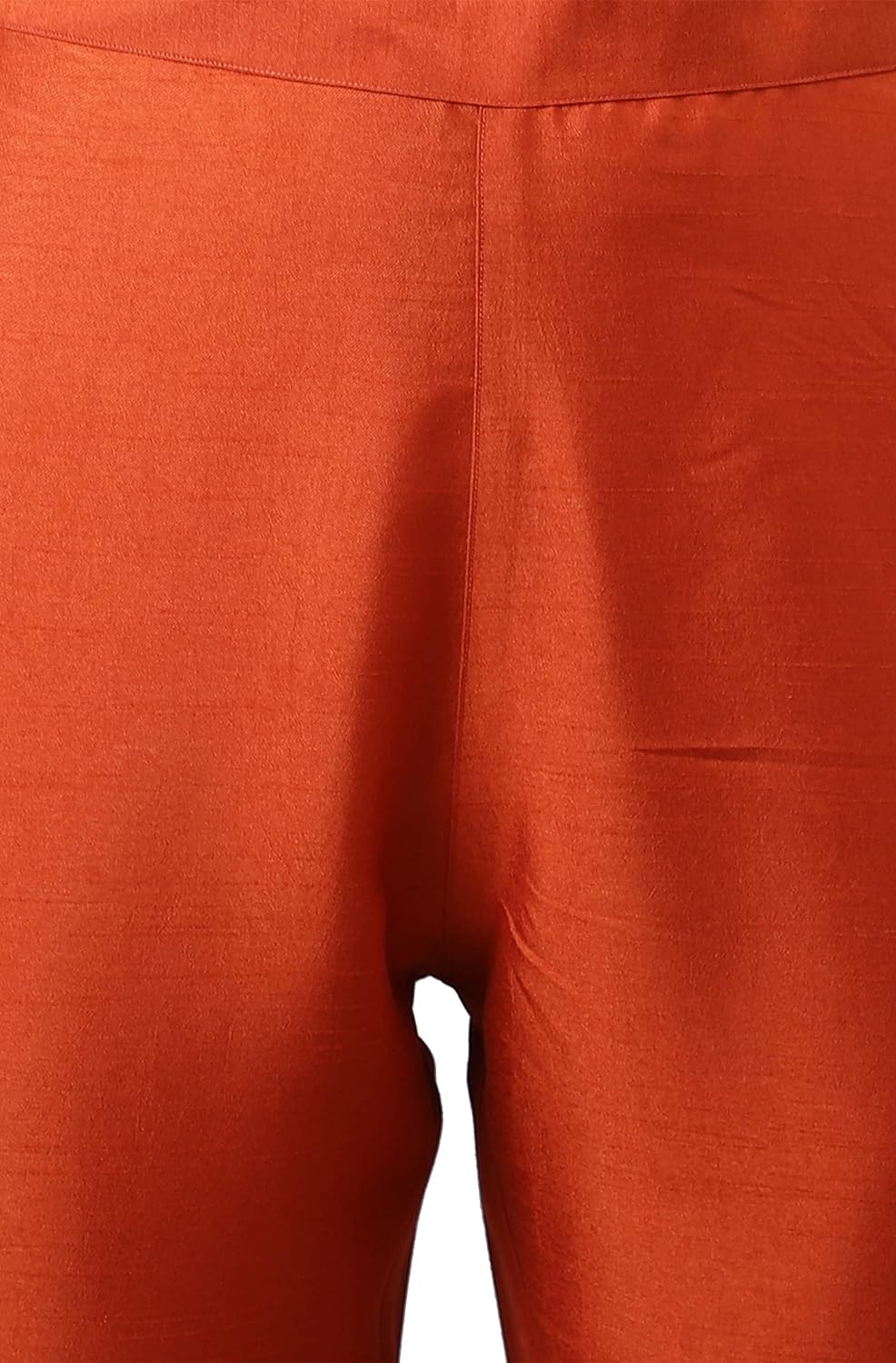 Janasya Women's Rust Orange Poly Silk Solid Kurta with Pant and Dupatta