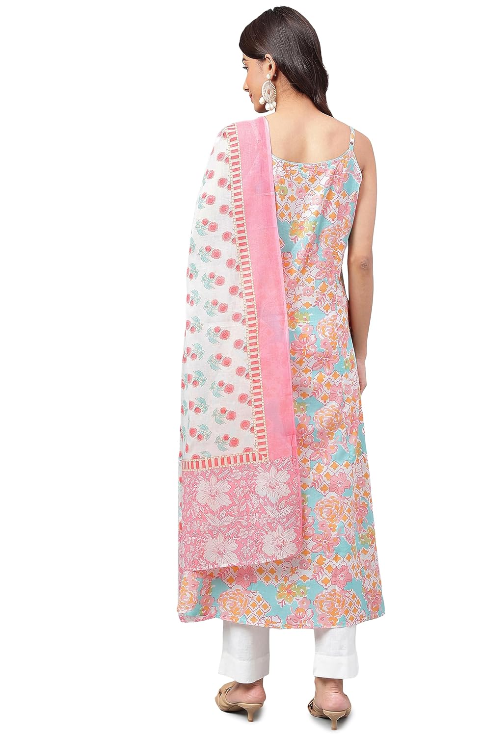 Janasya Women's Multicolor Cotton Floral Printed Kurta with Pant and Dupatta