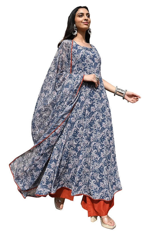 Janasya Women Georgette Kurta With Palazzo & Dupatta