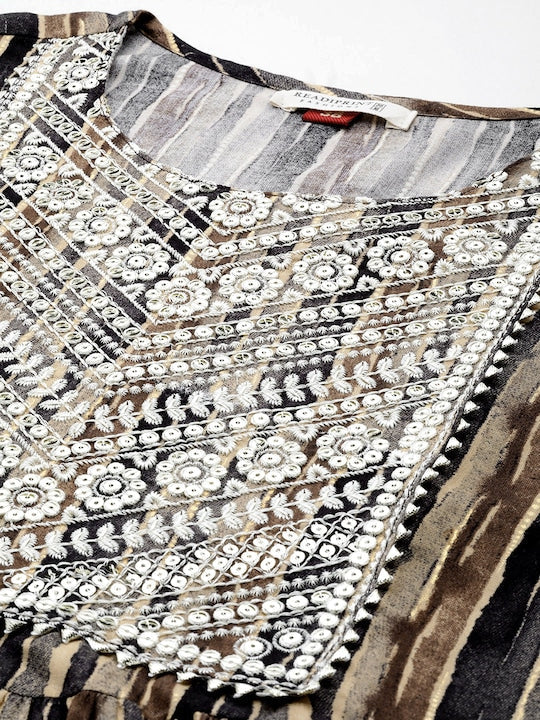 Readiprint Fashions Women Ethnic Motifs Yoke Design Pleated Sequinned Kurta with Palazzos & With Dupatta