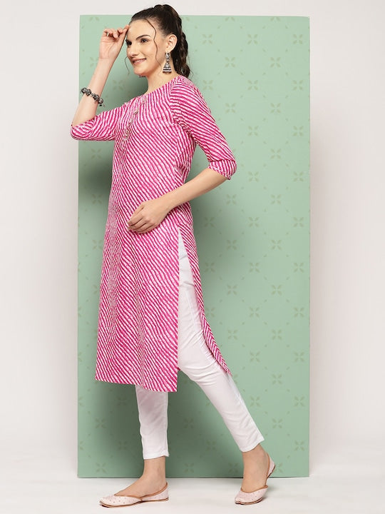 Yufta Leheriya Printed Gotta Patti Pure Cotton Kurta