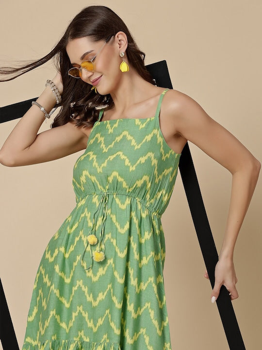 All about you Geometric Printed A Line Dress