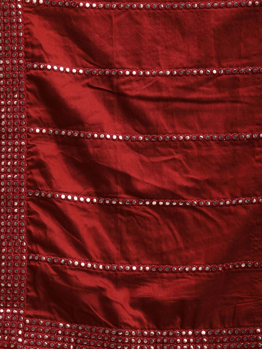 Vastramay Men Asymmetric A-Line Kurta With Churidar & Mirror Work Dupatta