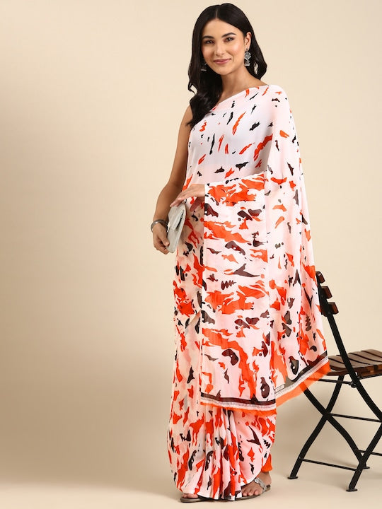Here&now Abstract Printed Saree