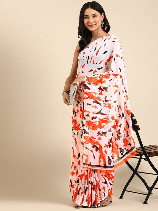 Here&now Abstract Printed Saree