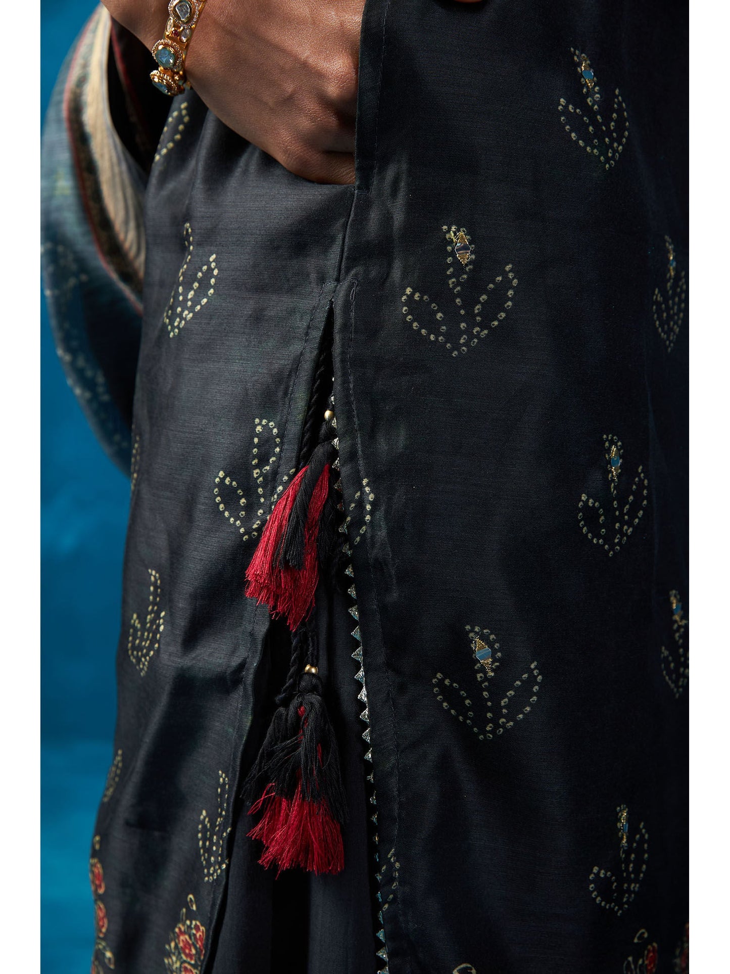 Likha Black Gotapatti Embroidered Kurta Sharara and Dupatta LIKSKD98 (Set of 3)