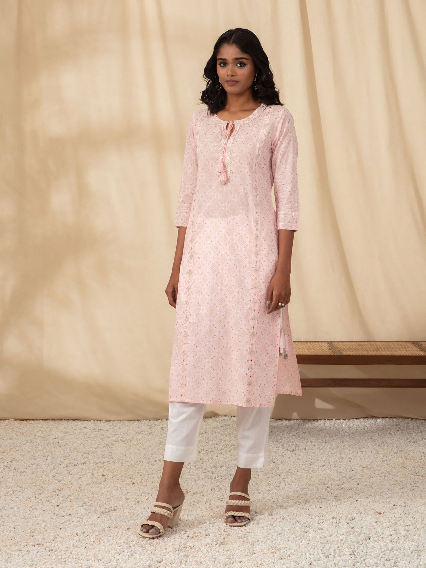 Likha Pink Gold Printed Co-ord Set LIKSKD241 (Set of 2)