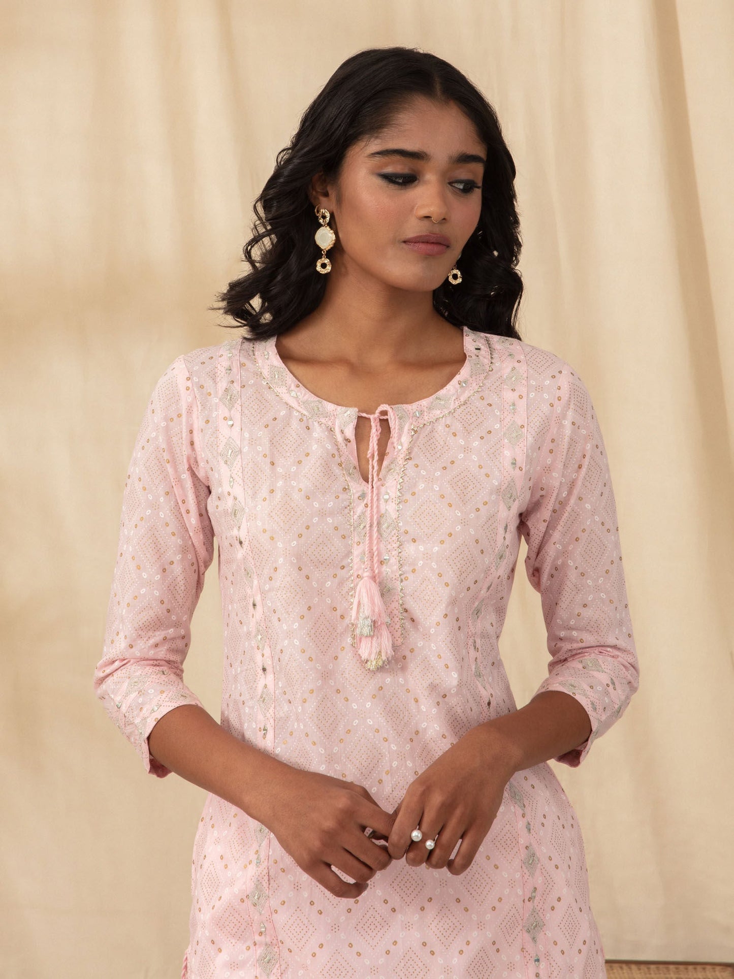 Likha Pink Gold Printed Co-ord Set LIKSKD241 (Set of 2)