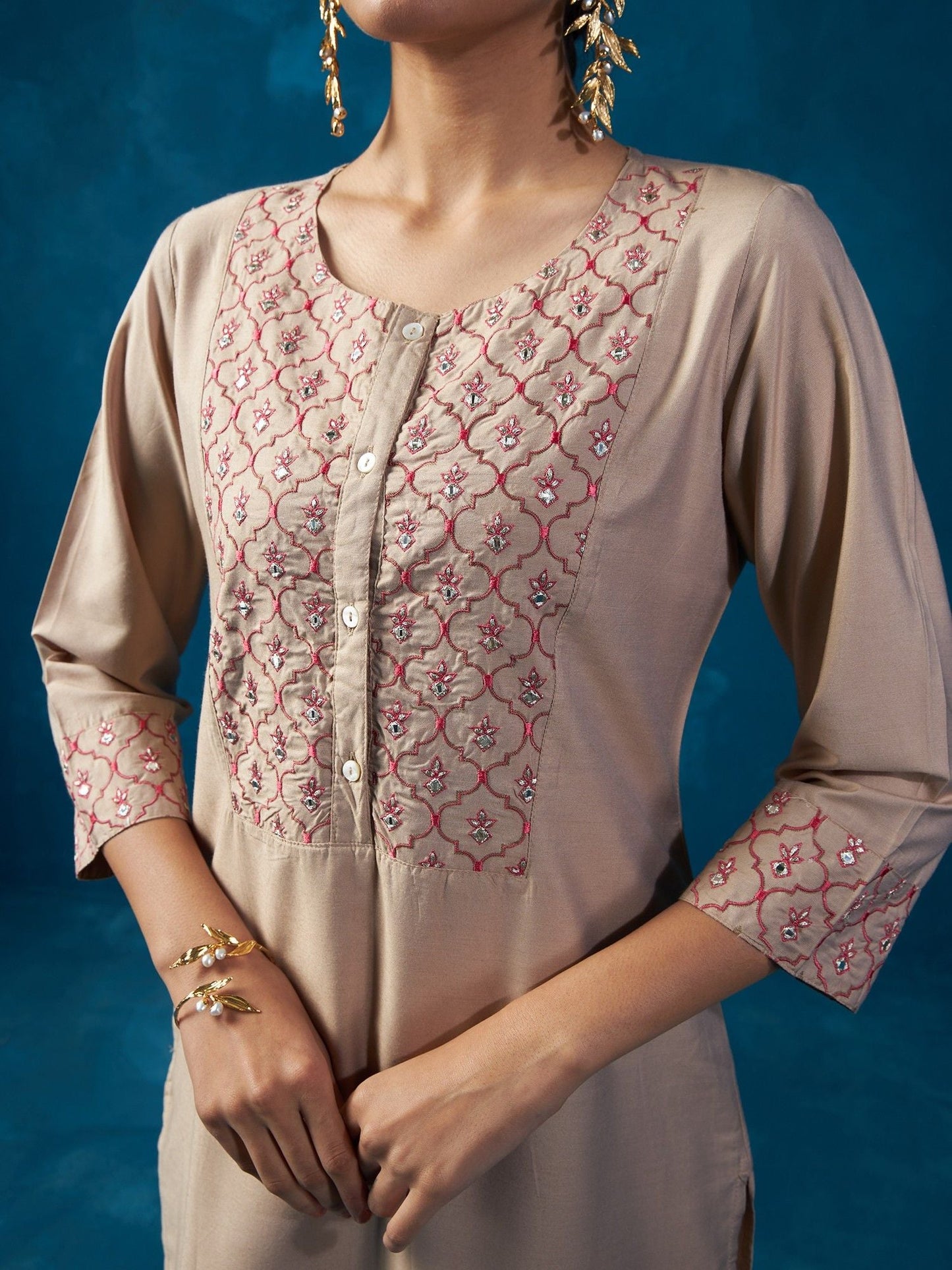 Likha Grey Art Silk Embroidered Kurta LIKKUR12