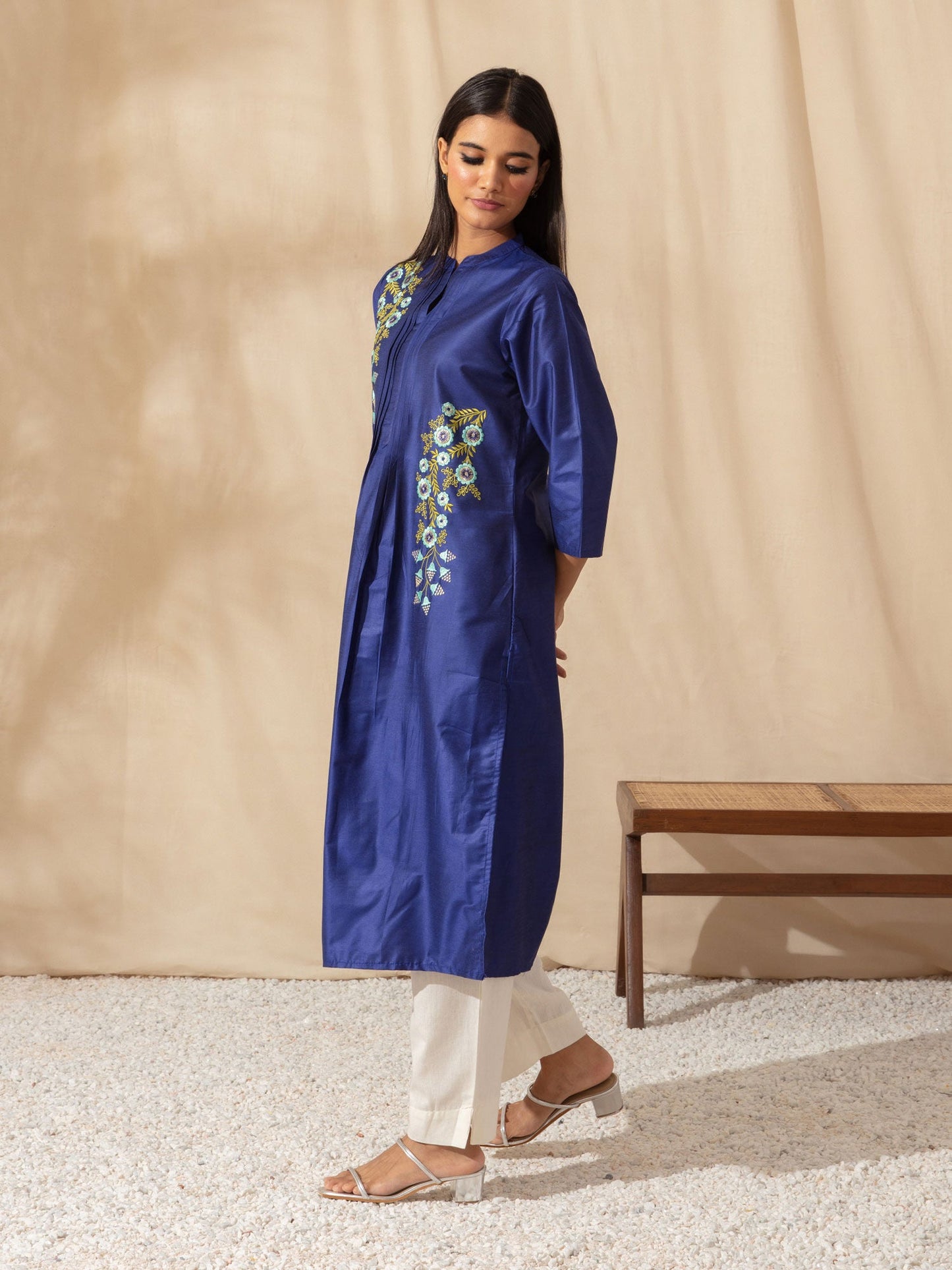 Likha Blue Embroidered Kurta