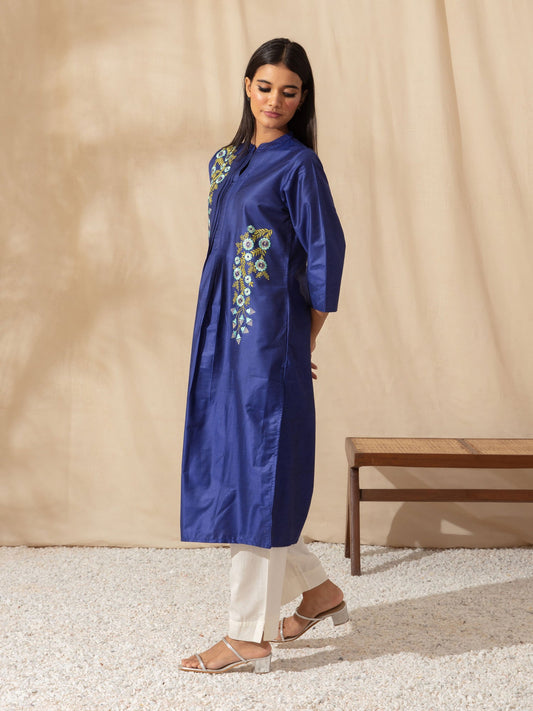 Likha Blue Embroidered Kurta
