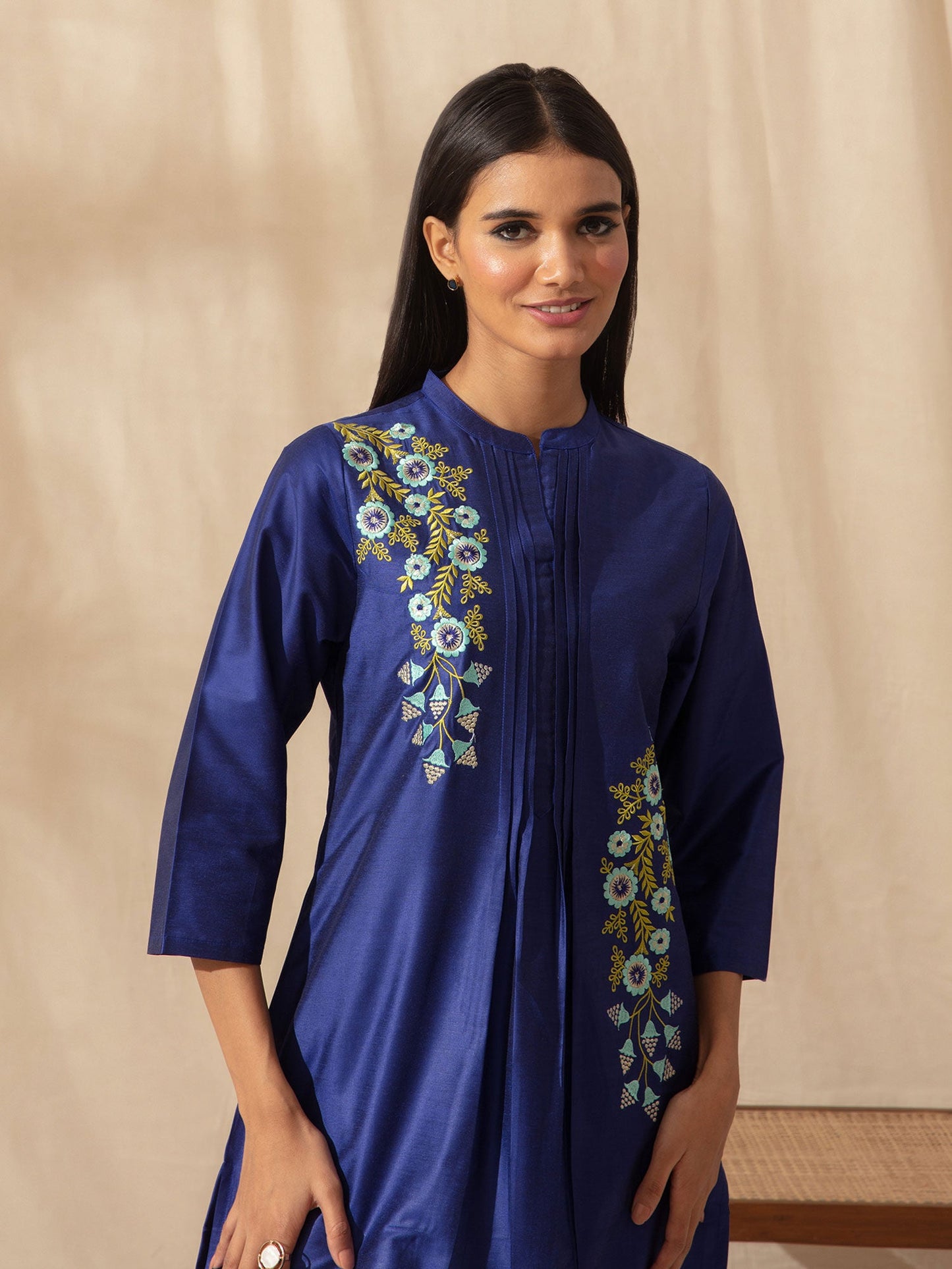 Likha Blue Embroidered Kurta