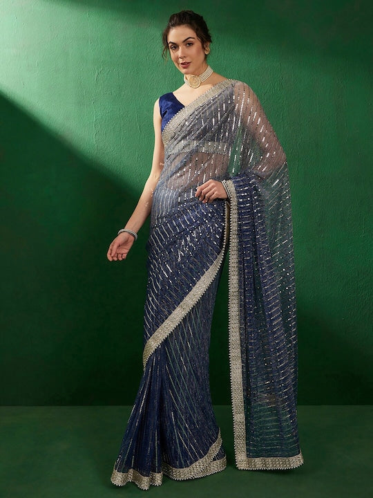 Sangria Heavy Work Embellished Saree