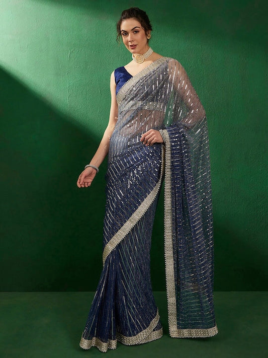 Sangria Heavy Work Embellished Saree