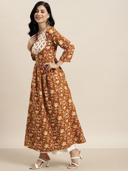 Here&now Women Ethnic Motifs Printed A-Line Kurta