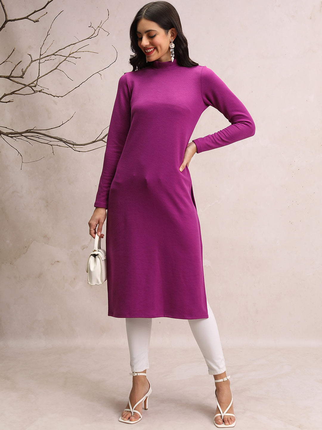 Vishudh High Neck High Slit Straight Kurta