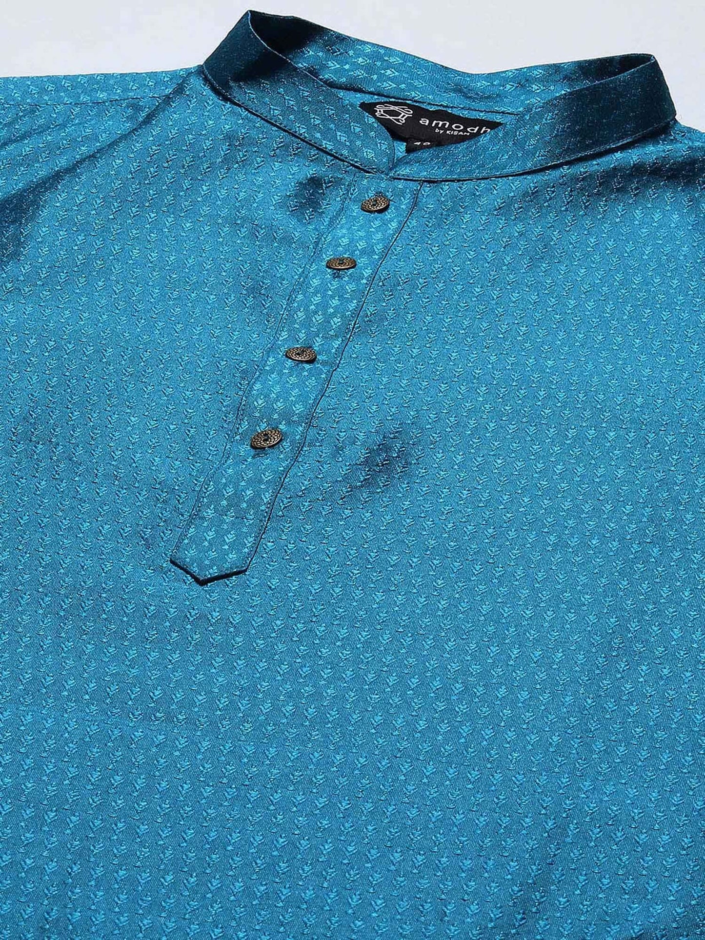 Amodh by Kisah Men Teal Kurta (Set of 2)
