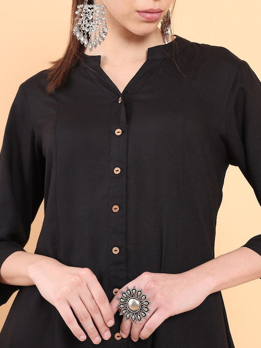 Soch Black Mandarin Collar Tunic