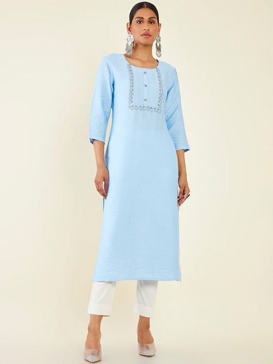 Soch Floral Yoke Design Embroidered Sequins Straight Kurta
