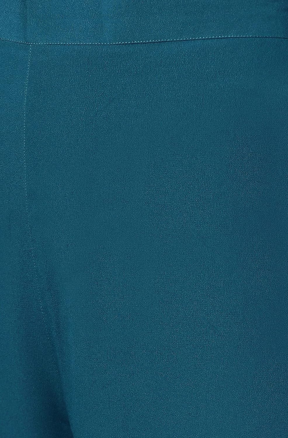 Janasya Women's Teal Poly Crepe Striped Kurta with Palazzo