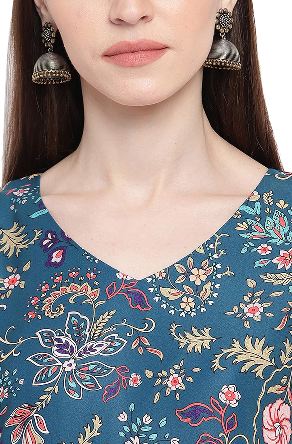 Janasya Women's Teal Poly Crepe Kurta