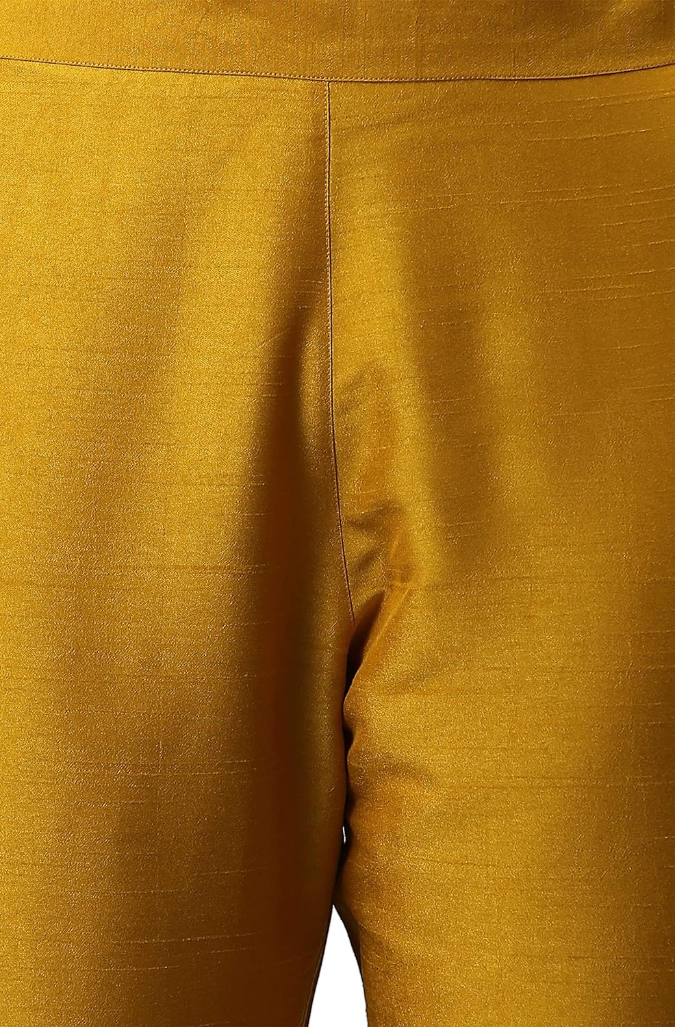 Janasya Women's Mustard Poly Silk Solid Kurta with Pant