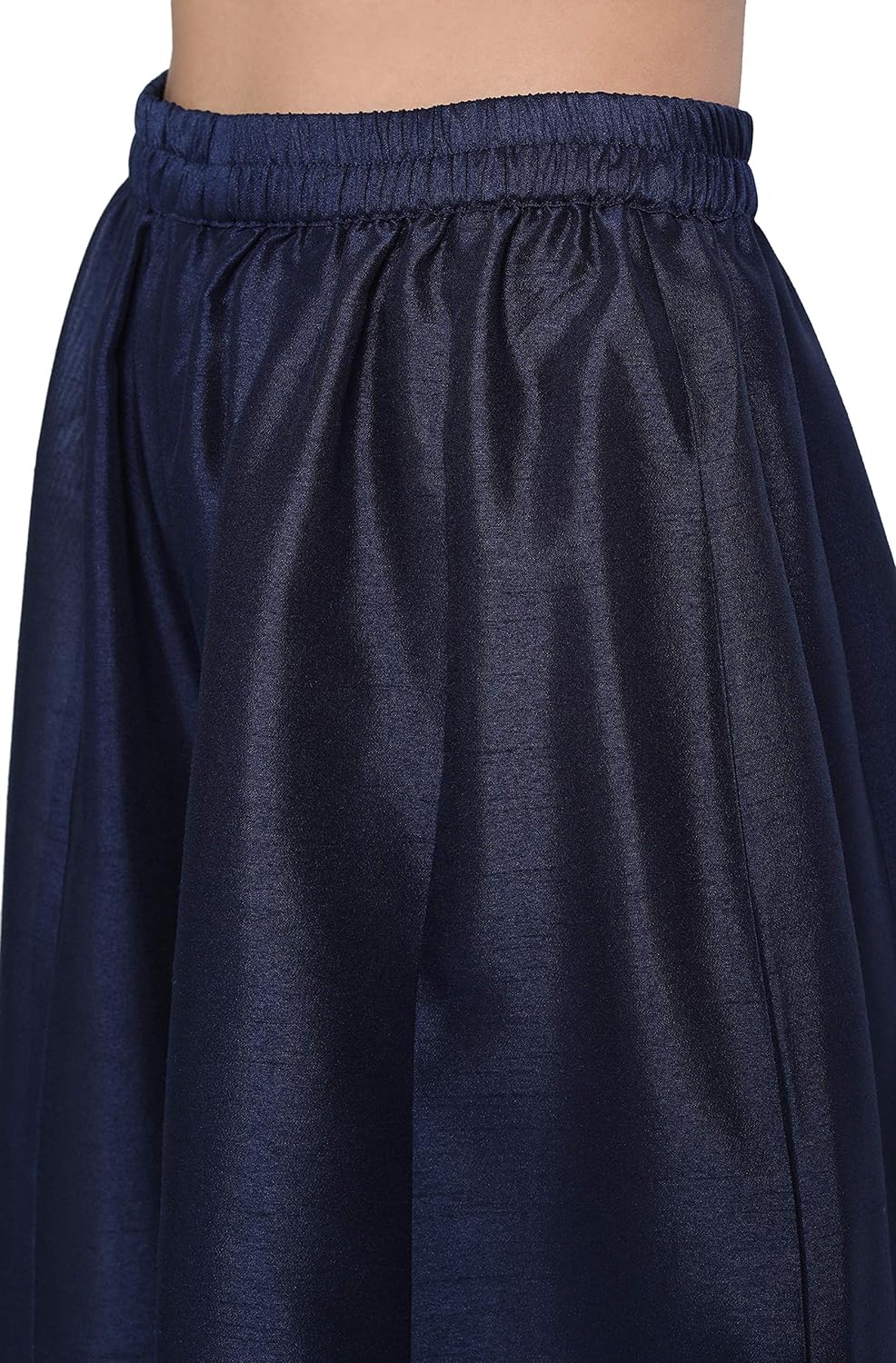 Janasya Women's Blue Poly Muslin Embroidered Kurta with Palazzo and Dupatta