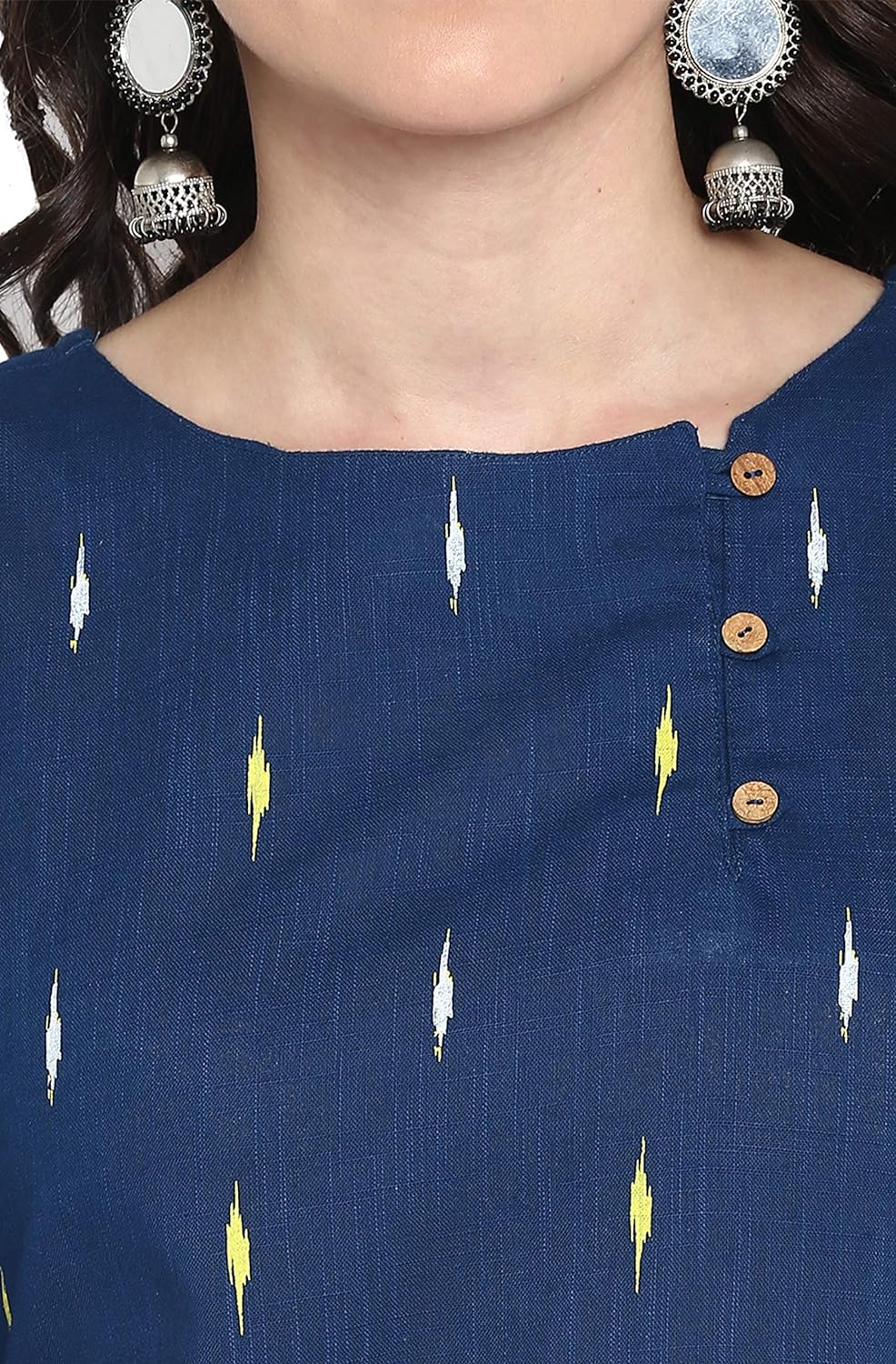 Janasya Women's Blue Cotton Kurta