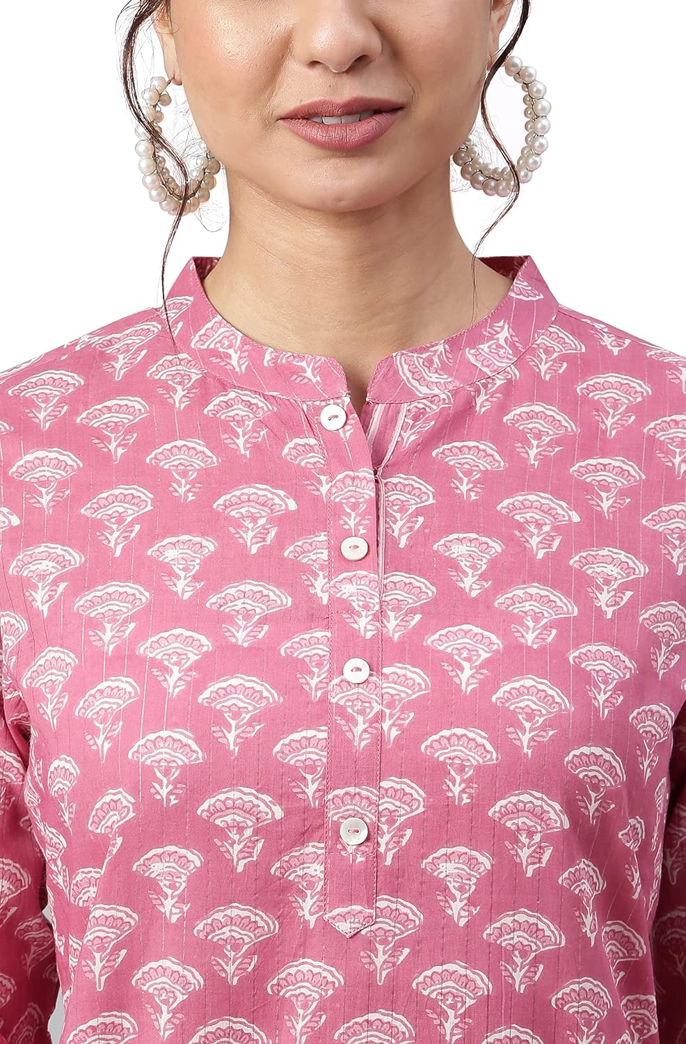 Janasya Women's Mauve Cotton Floral Print Kurta with Pant and Dupatta