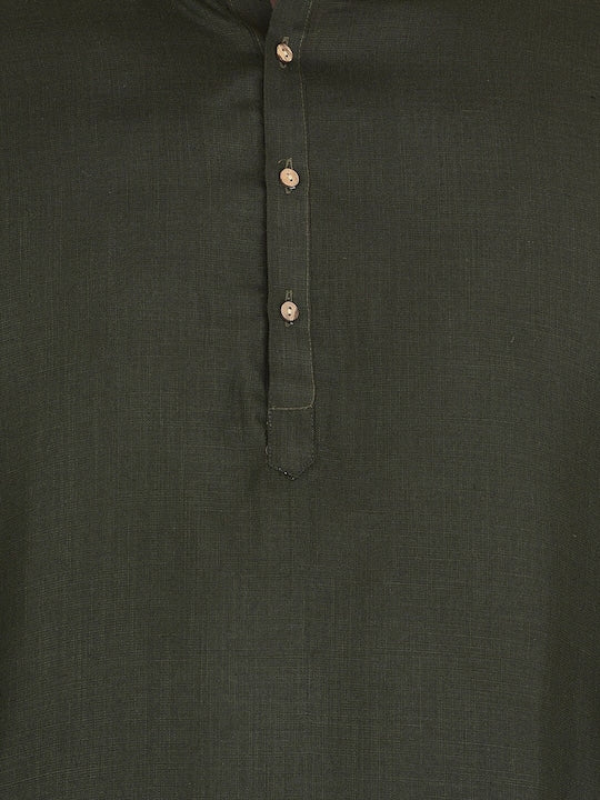 Deyann Men Green Thread Work Kurta