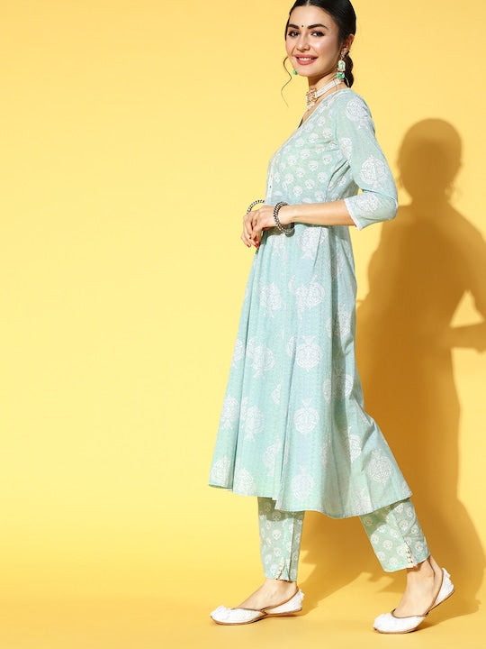 Yufta Pure Cotton Ethnic Motifs Kurta Set