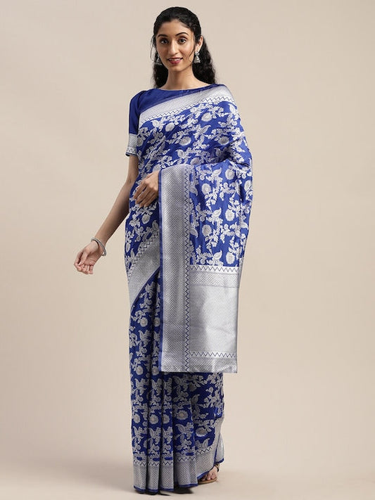 Mitera Woven Design Zari Silk Blend Banarasi Saree