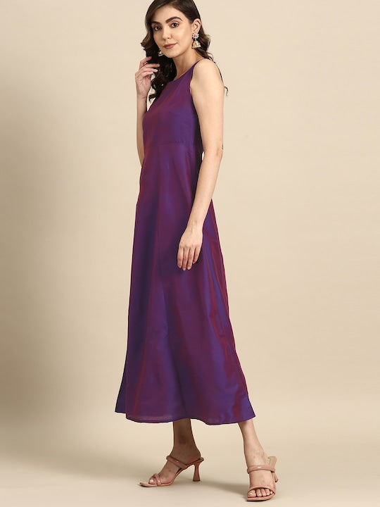 All about you Solid Maxi Dress with Floral Print Longline Jacket