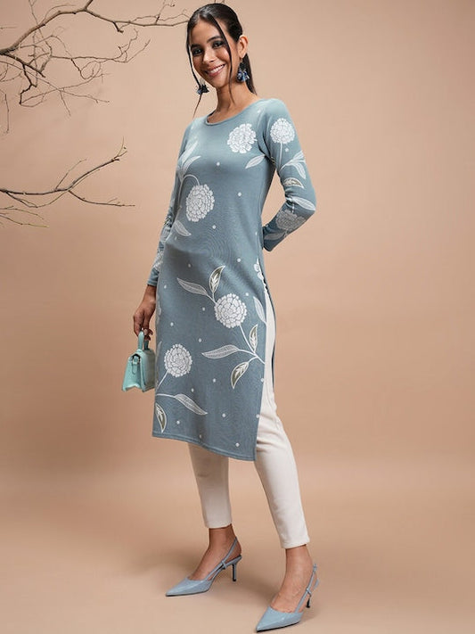 Vishudh Winter Floral Printed Kurta