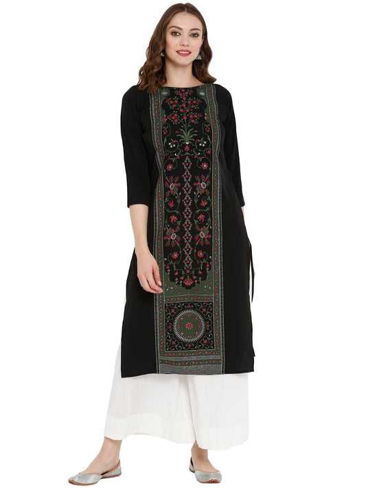 Ahalyaa Women Self Design Crepe Straight Kurta