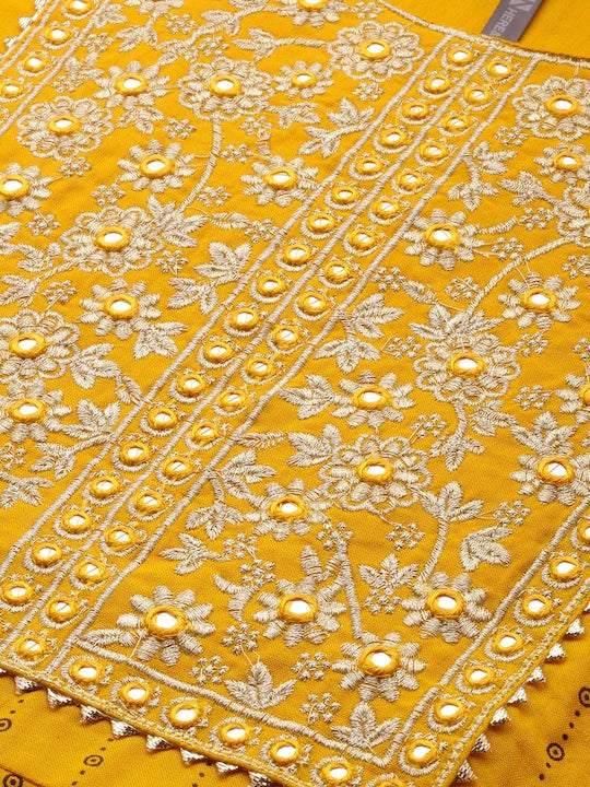 Here&now Gotta Patti Pure Cotton Kurta with Sharara & With Dupatta