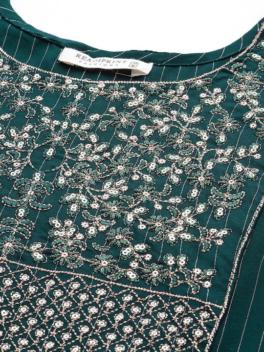 Readiprint Fashions Embroidered Pleated Sequinned Kurta with Trousers & Dupatta