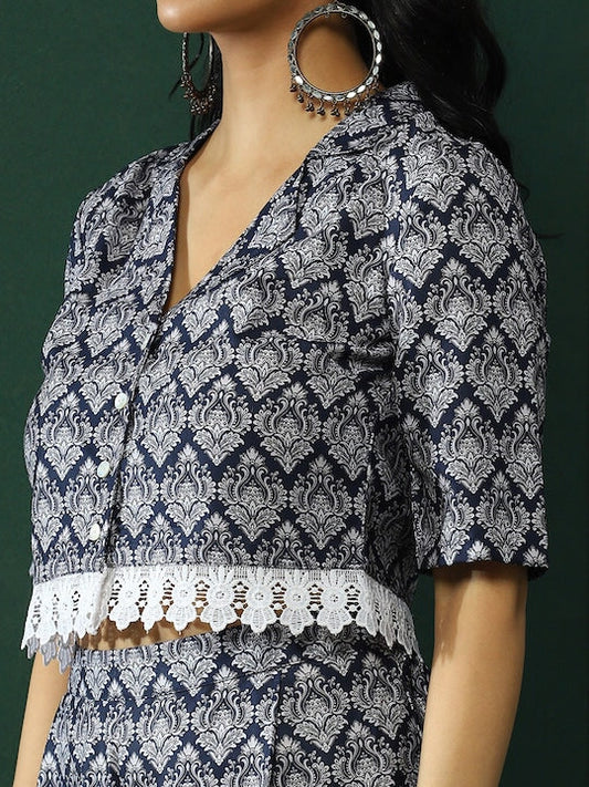 AKS Printed Crop Top With Palazzos