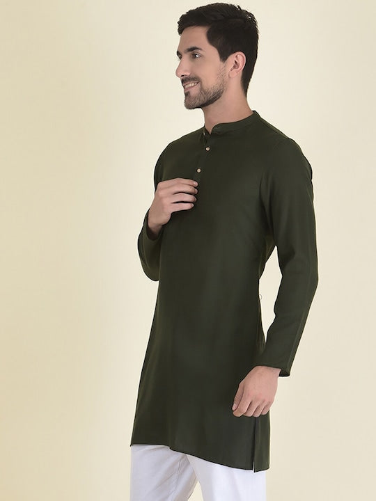 Deyann Men Green Thread Work Kurta