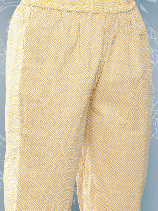 Yufta Women Printed Thread Work Pure Cotton Kurta with Trousers & Dupatta