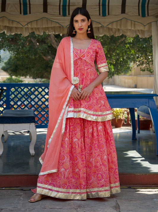ONEWE INDIA Aasma Sharara Set (Set of 3)