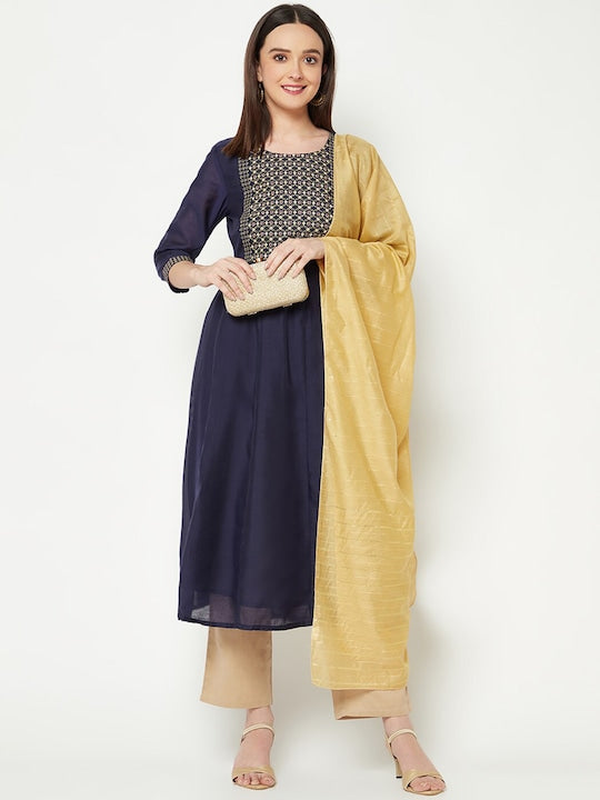 IMARA Embroidered Regular Kurta with Trousers & Dupatta
